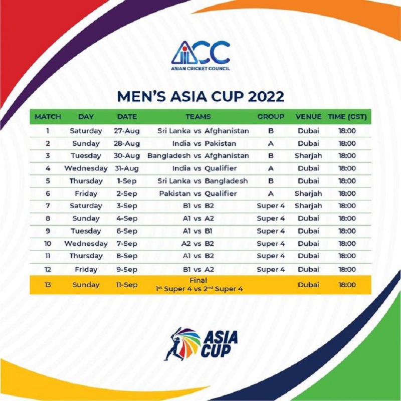 Asia cup schedule 2022